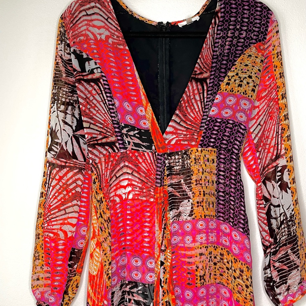 Luxxel Multicolor High/Low Tiered maxi dress romper with shorts under size M